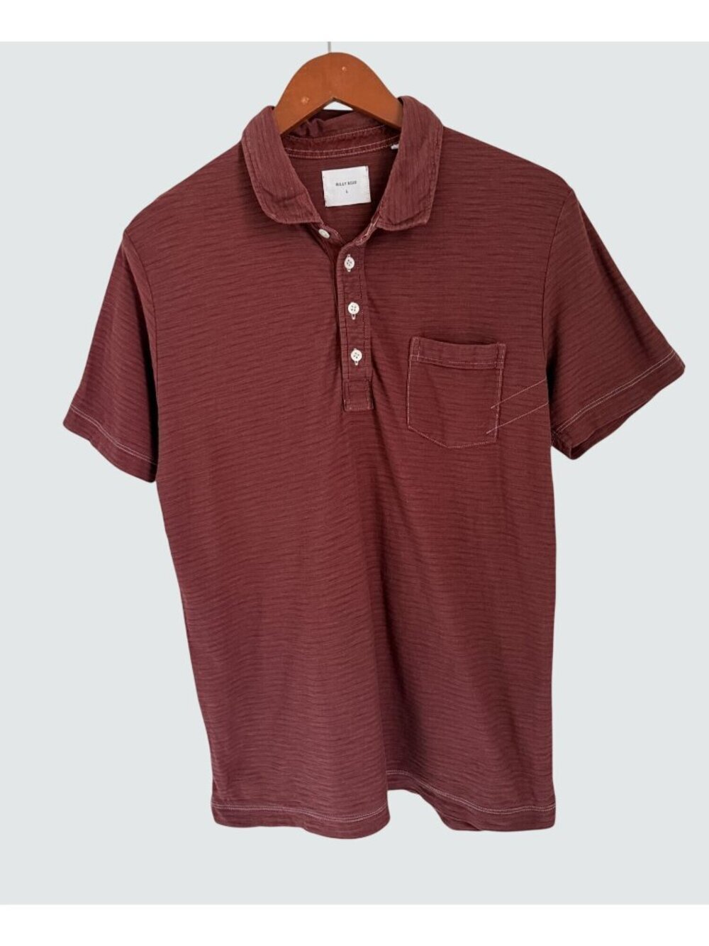 Billy Reid Pensacola Polo Shirt Mens Size Large Burgundy